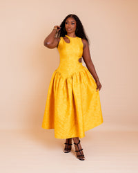 Zaraia Midi Dress (Golden Yellow )