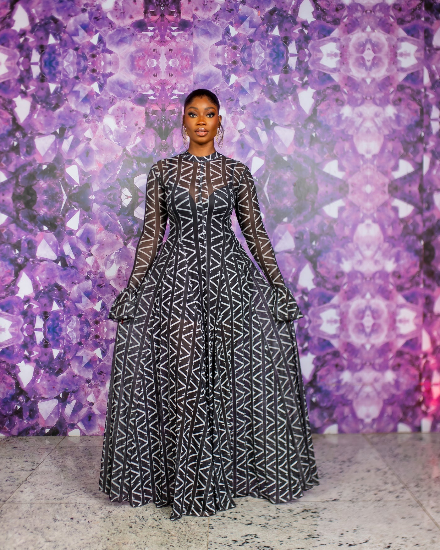 Neriah Mesh Dress (Ziva custom Print)