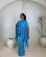 Naya Silk Skirt Set(Ocean Ripple Print)