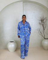 Silk PJ Set (Electric Tide print)