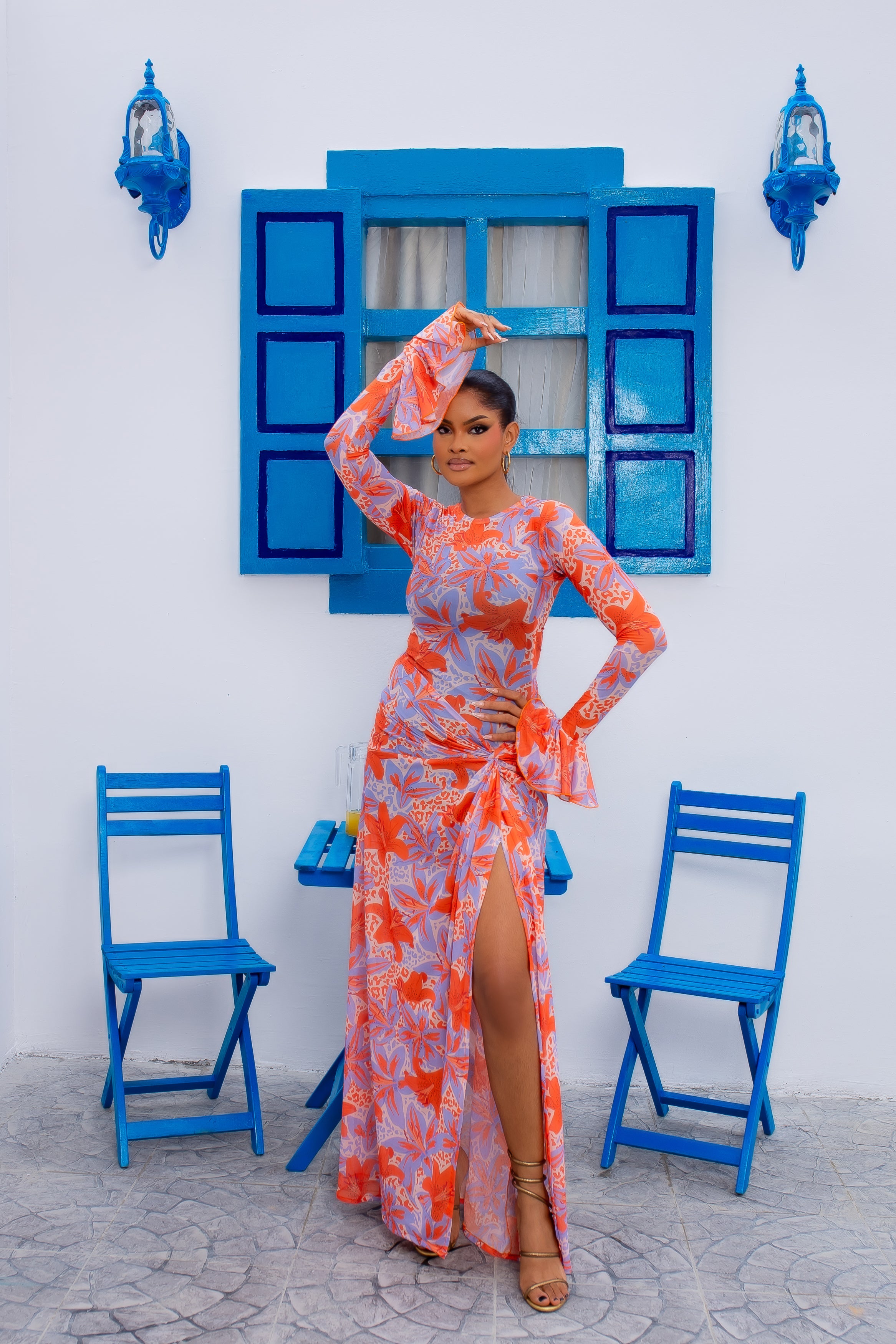 Milan Mesh Dress (Coral Bloom)