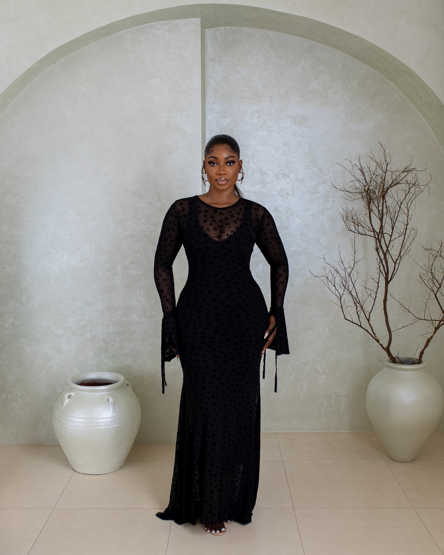 Vienna Mesh Dress- (Midnight Leopard Mesh)