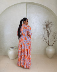Neriah Mesh Dress (Coral Bloom Print)