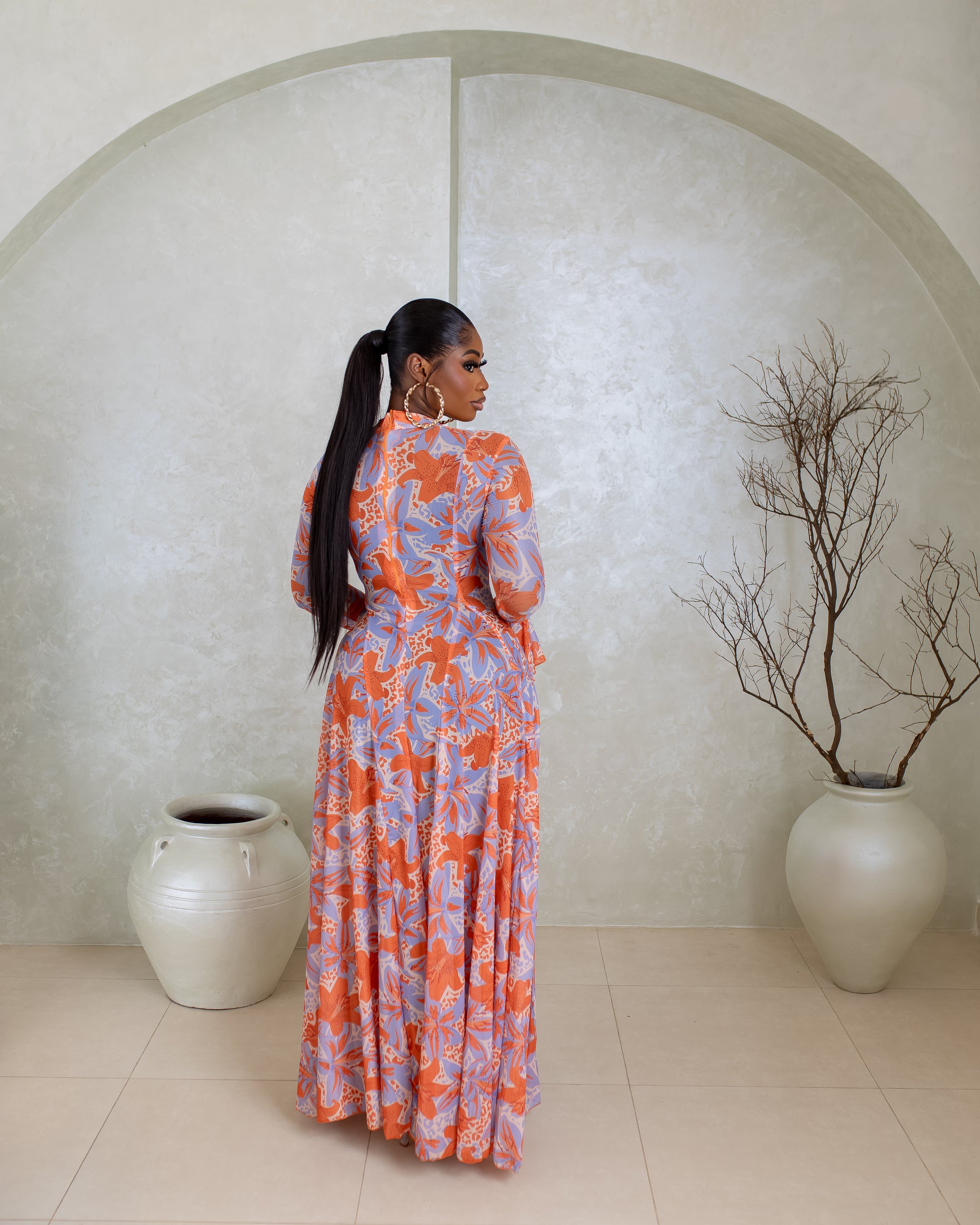 Neriah Mesh Dress (Coral Bloom Print)