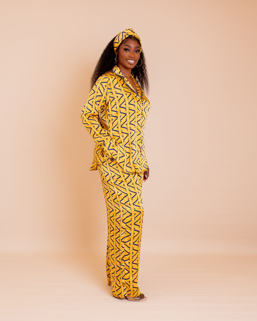 Beaded Silk Pj Set - Golden Maze