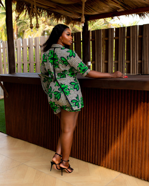 Aduke Ankara Short Set (Green & Black)