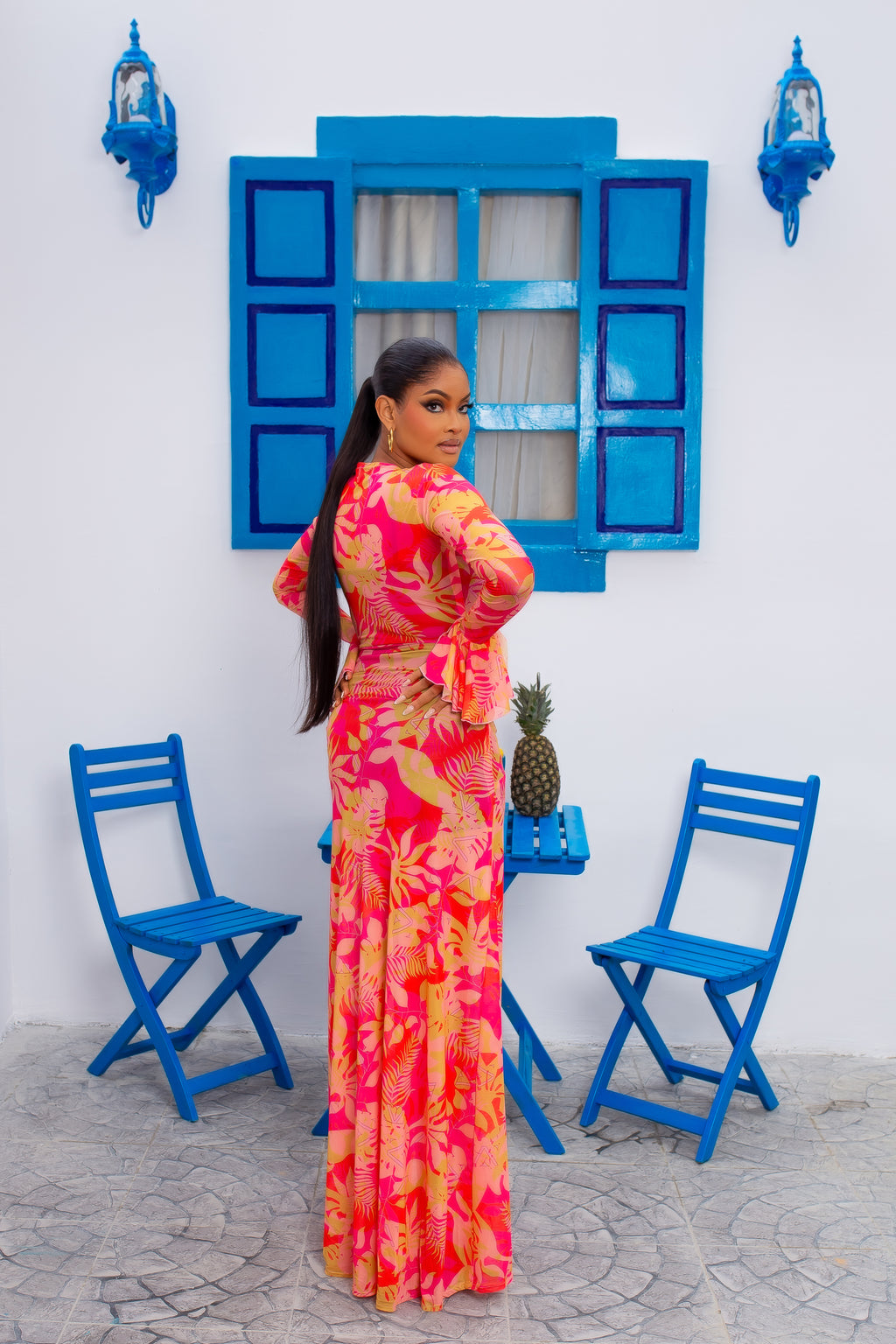 Milan Mesh Dress (Flamingo Bloom)