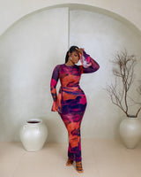 Rowena Mesh Dress (Sunset Mirage Print)