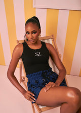 Ziva Signature Tank – Black with White Emblem