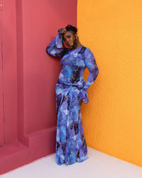 Milan Mesh Dress (Marble Print)