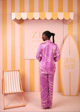 Silk PJ Set (Orchid Ripple Print)