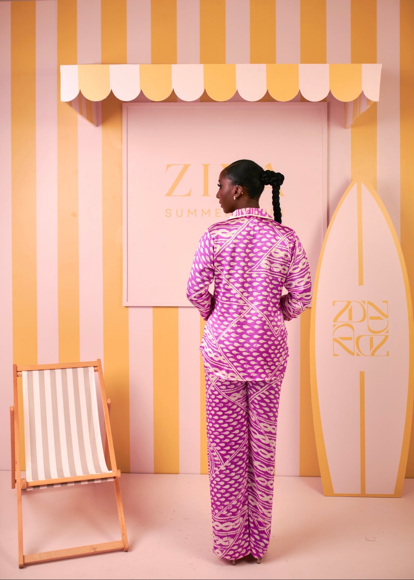 Silk PJ Set (Orchid Ripple Print)