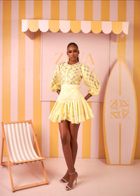 Ozinna Skirt Set (Lemon Mosaic Print)