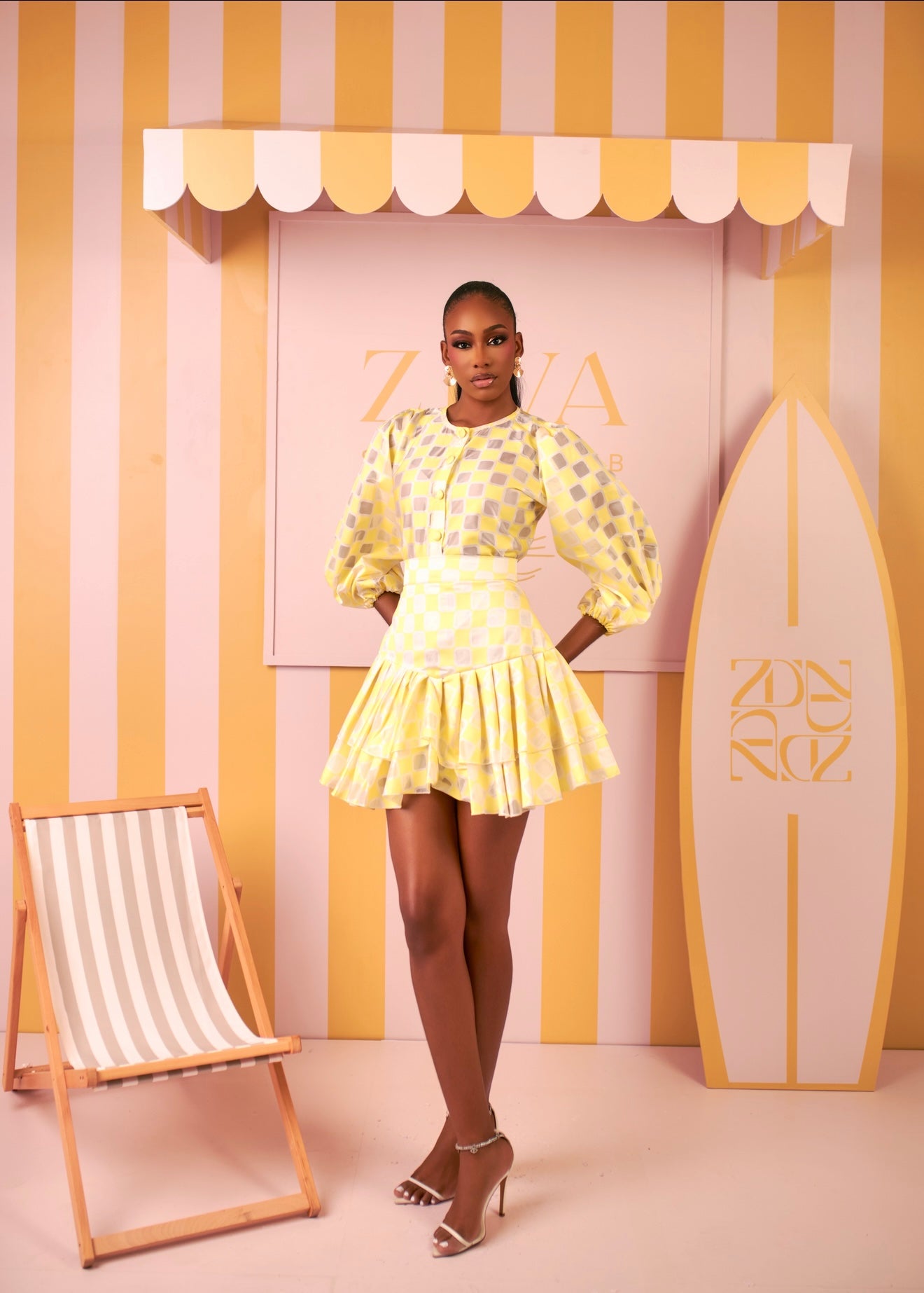 Ozinna Skirt Set (Lemon Mosaic Print)