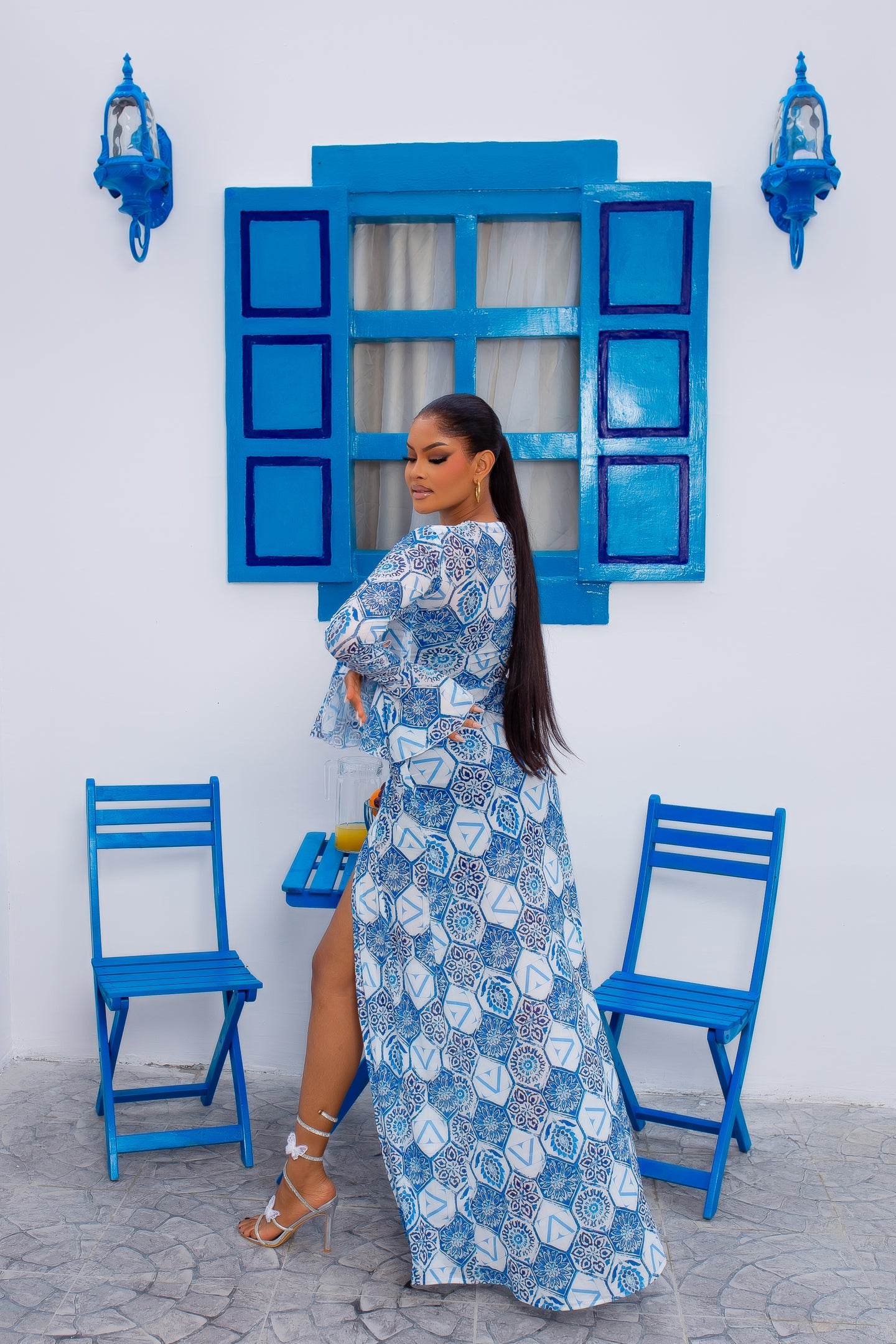 Milan Mesh Dress (Blue Mosaic)