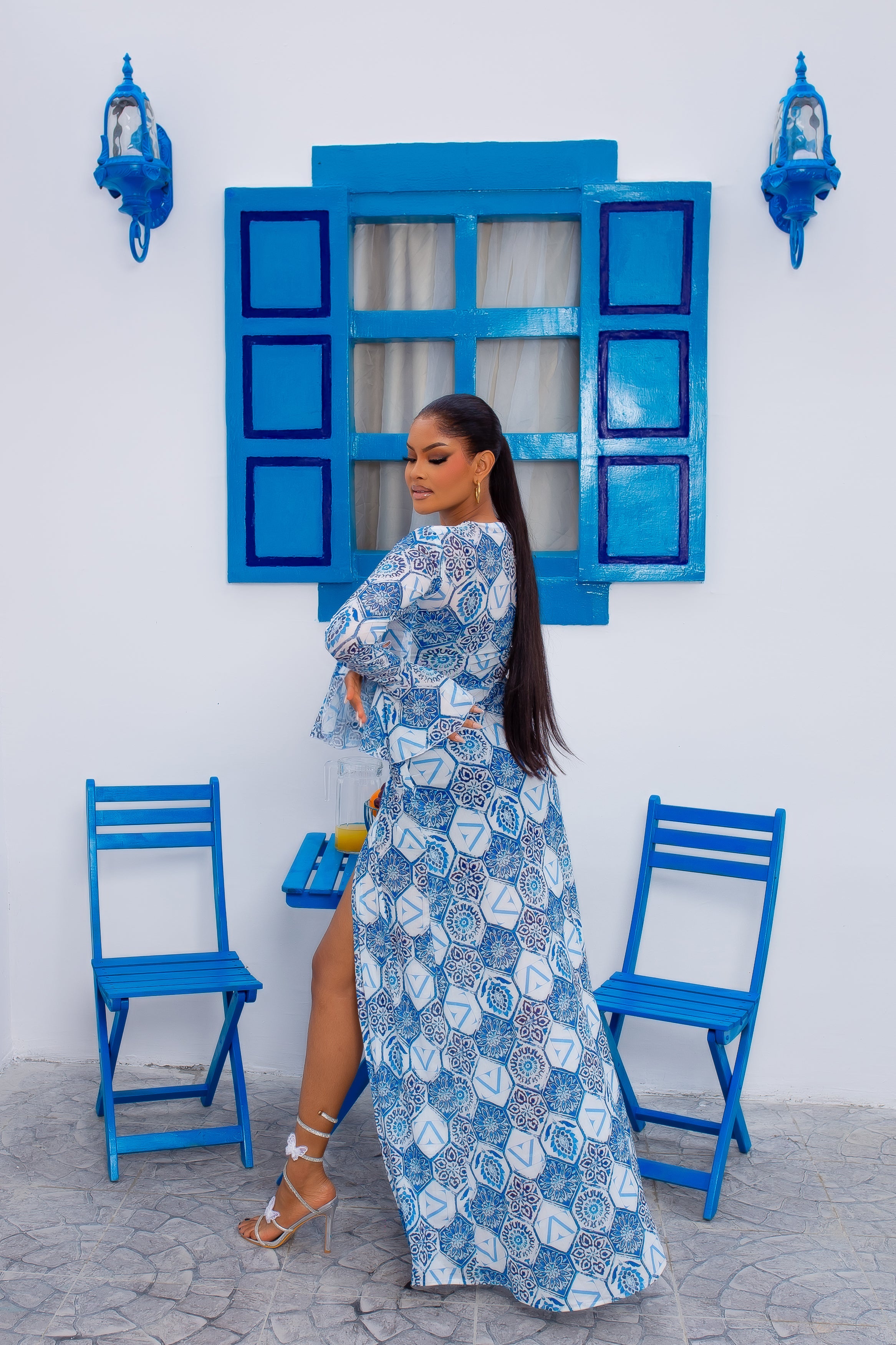 Milan Mesh Dress (Blue Mosaic)