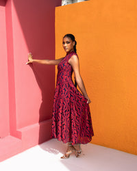 Ciel Lace Dress (Velvet Print)