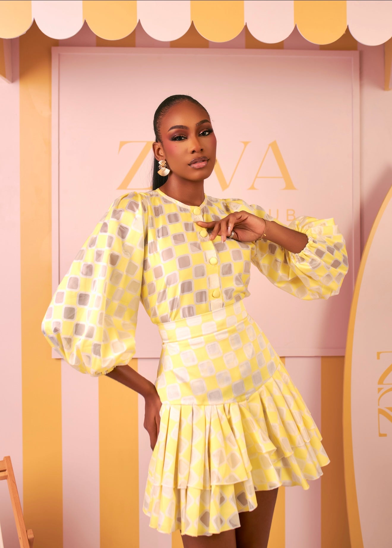 Ozinna Skirt Set (Lemon Mosaic Print)