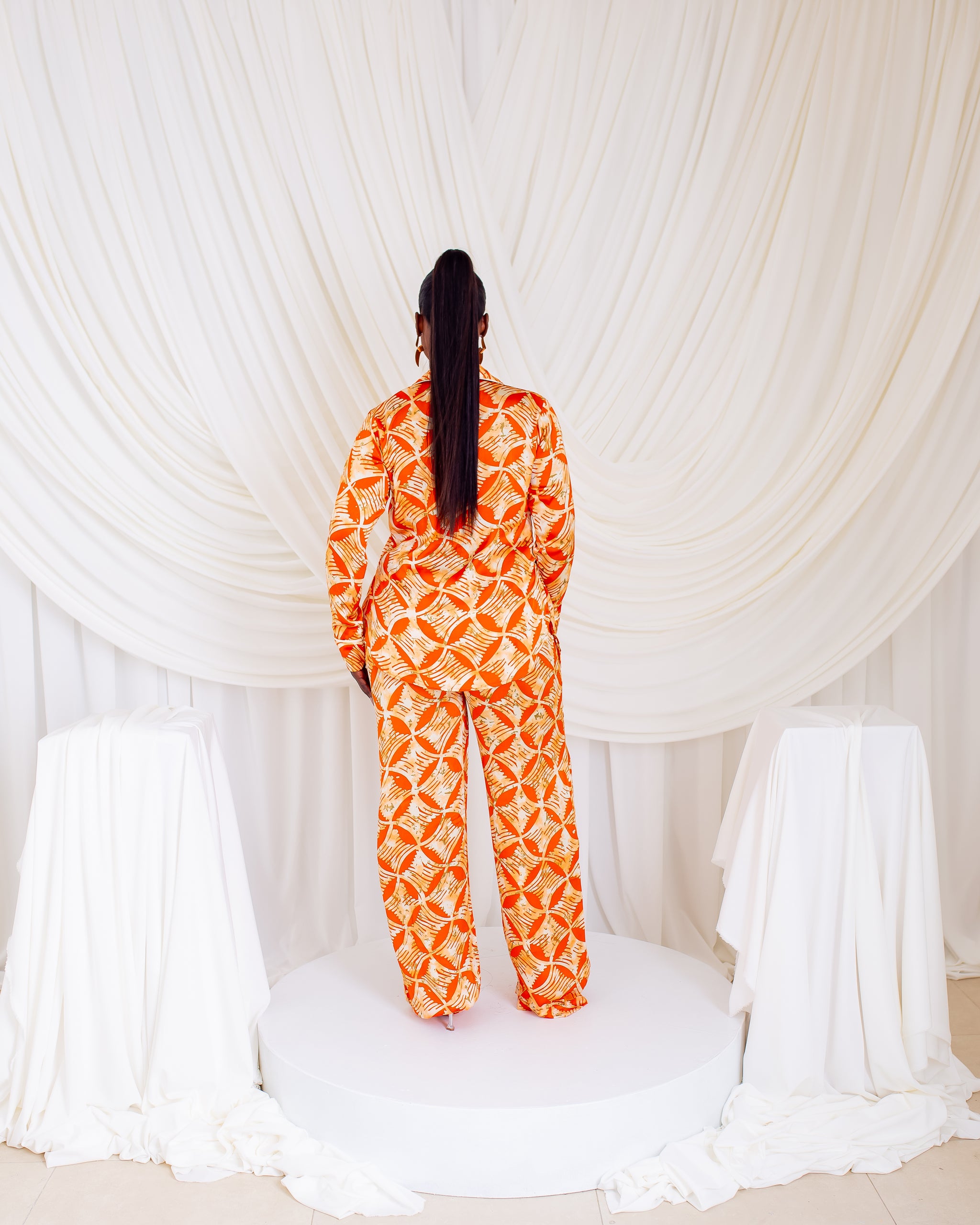 Silk Pj Set (Orange Bells)