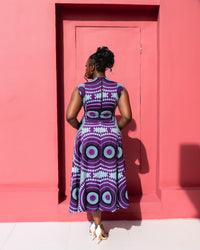 Anire Hand Beaded Ankara Dress(Royal Eclipse Print)
