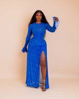 Milan Mesh Dress ( Blue Sapphire Ziva Print)