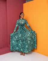 Neriah Mesh Dress (Lagoon Marble Print)