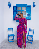 Milan Mesh Dress Purple Haze (Custom Print)