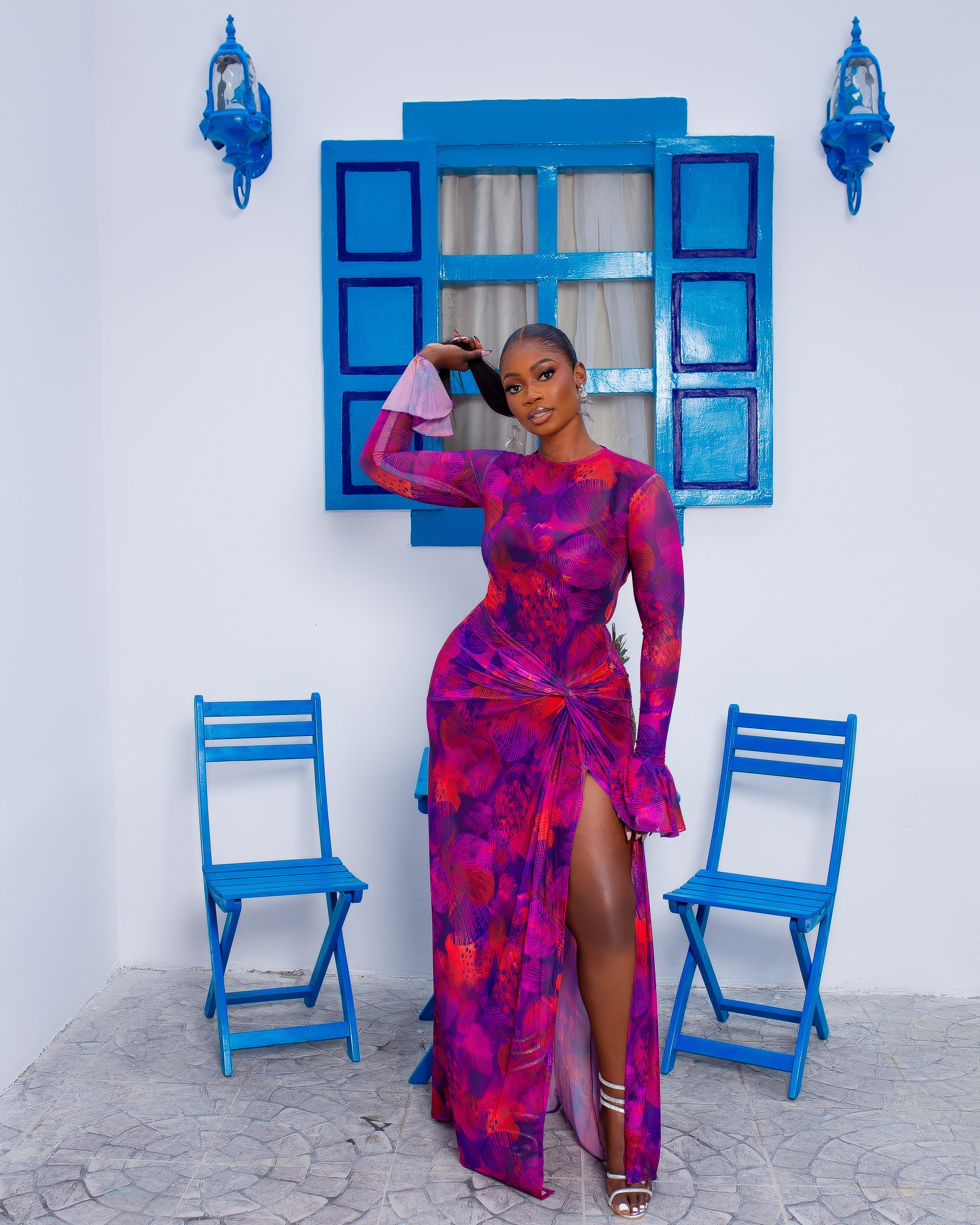 Milan Mesh Dress Purple Haze (Custom Print)