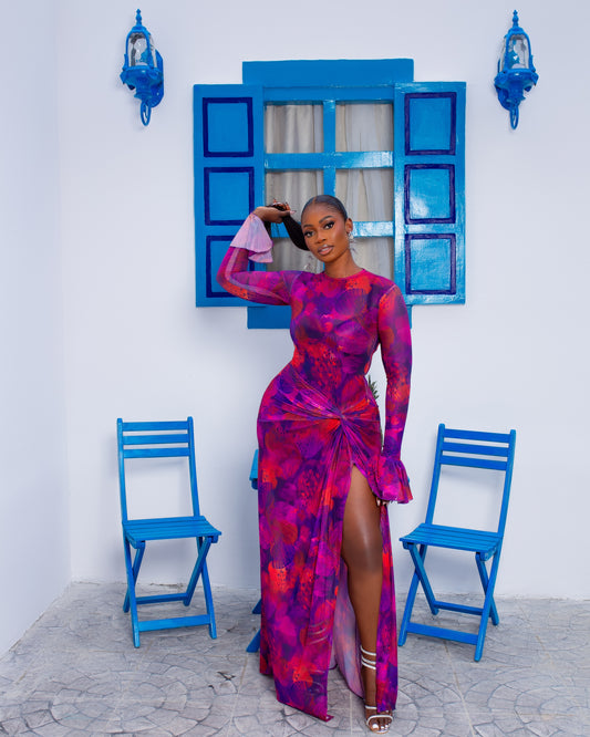 Milan Mesh Dress Purple Haze (Custom Print)