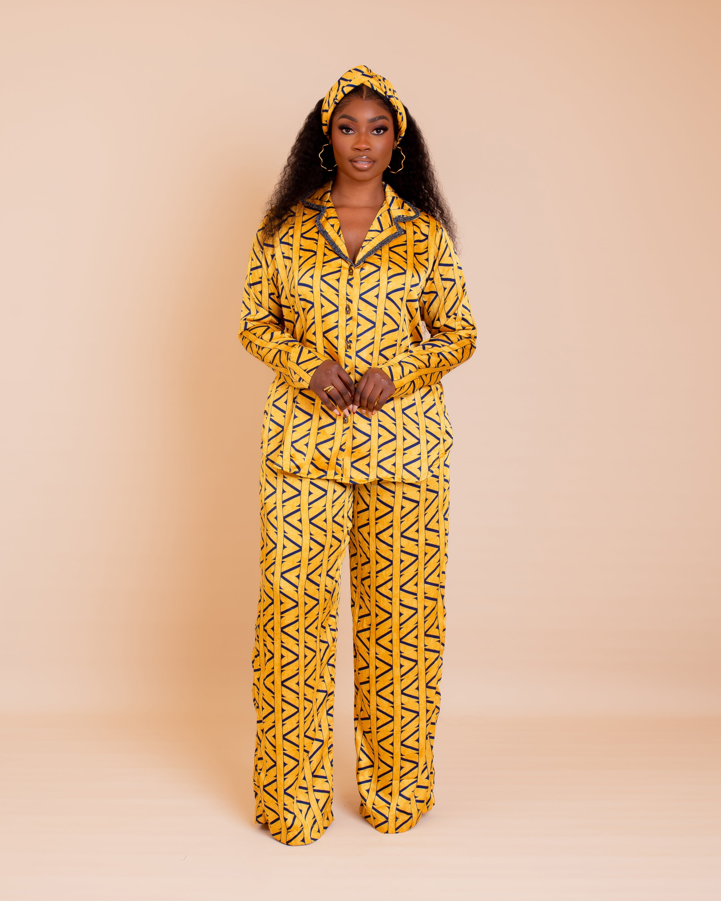 Beaded Silk Pj Set - Golden Maze