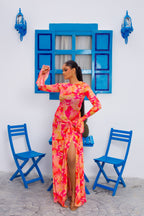 Milan Mesh Dress (Flamingo Bloom)