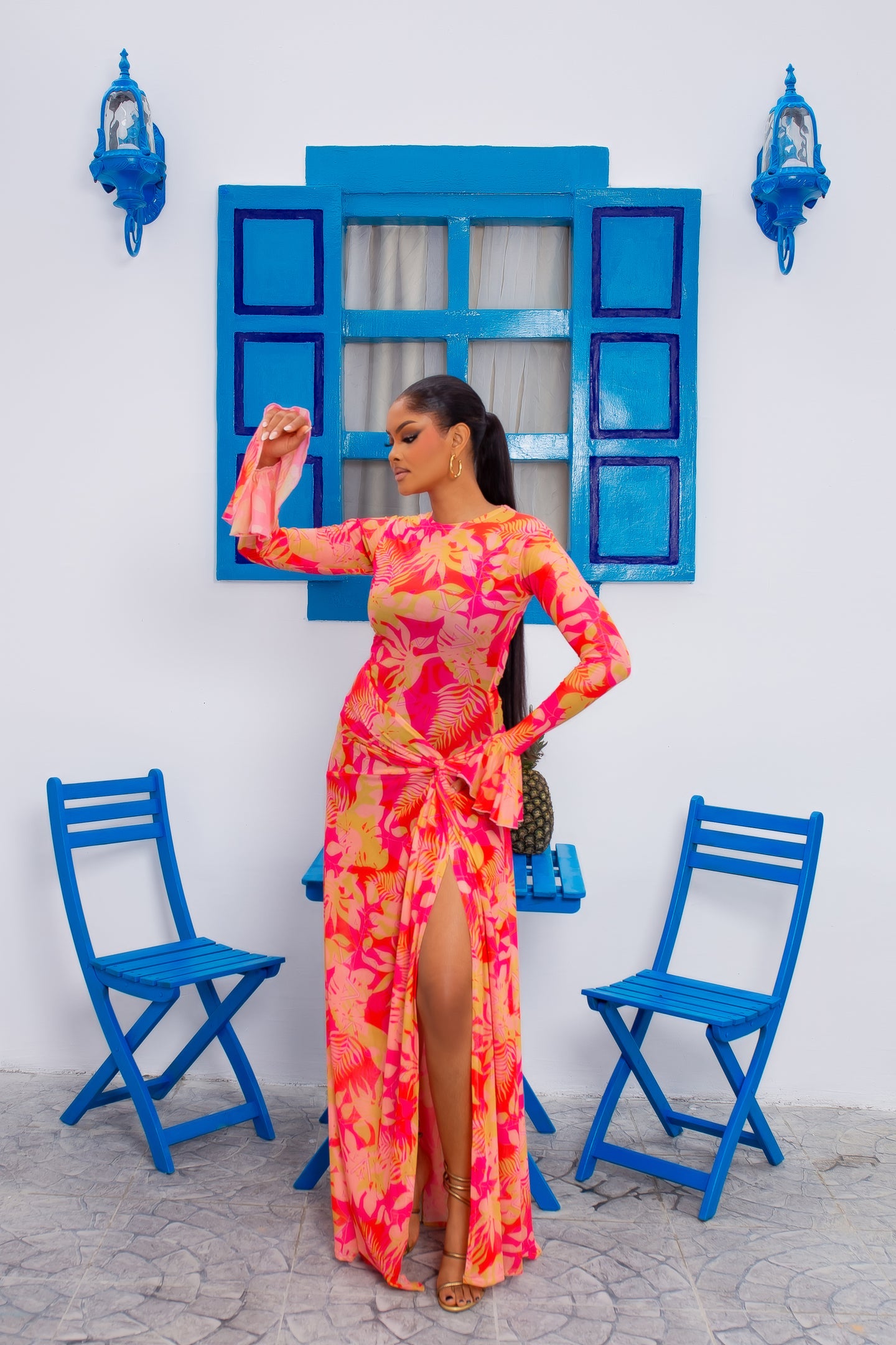 Milan Mesh Dress (Flamingo Bloom)