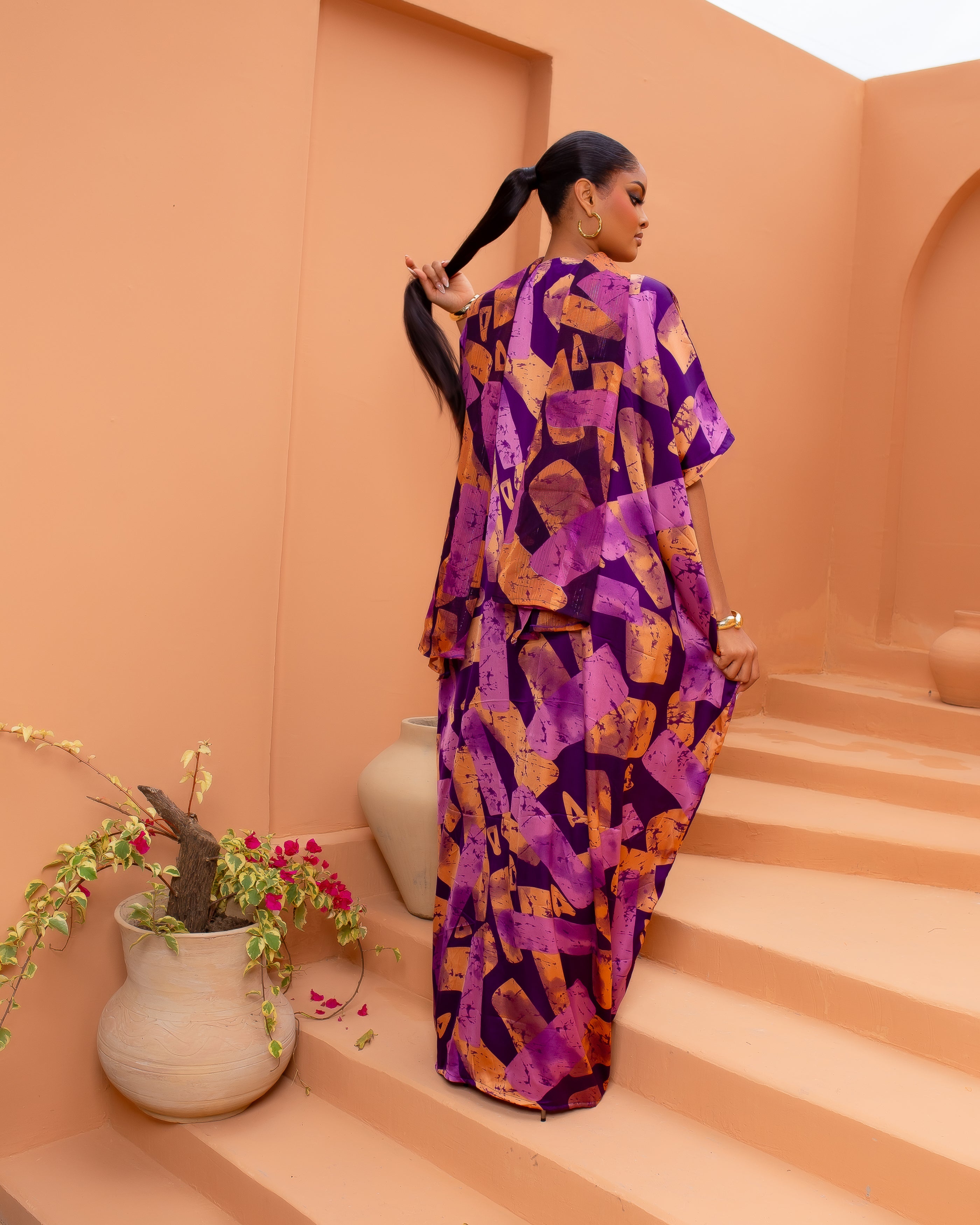 Drawstring Silk Kaftan (Royal Ember)