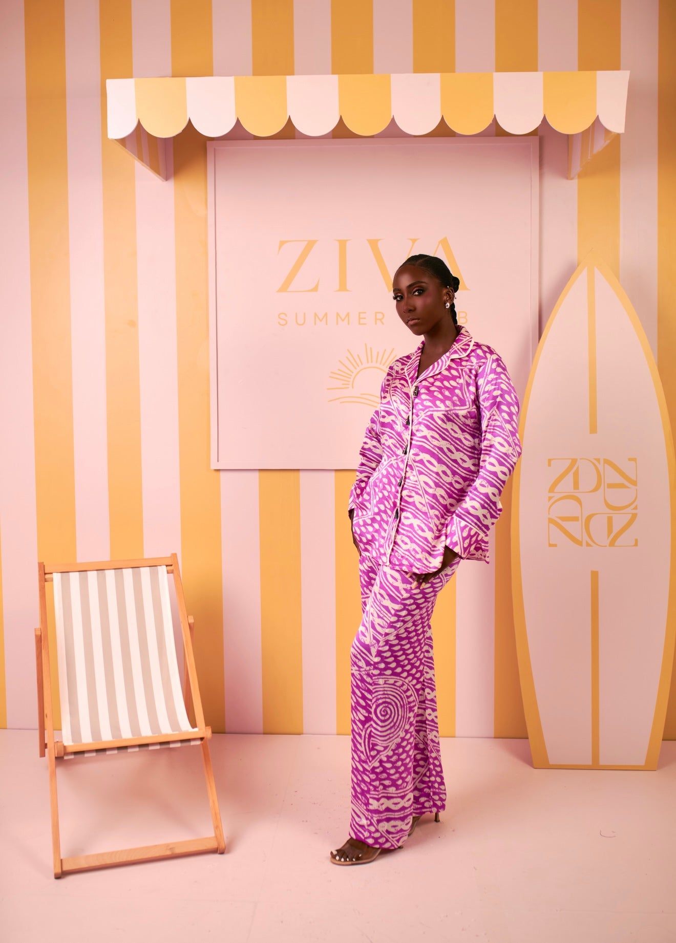 Silk PJ Set (Orchid Ripple Print)