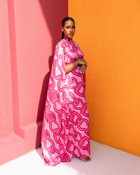 Aminah Silk Bubu(Pink Mosaic Print)