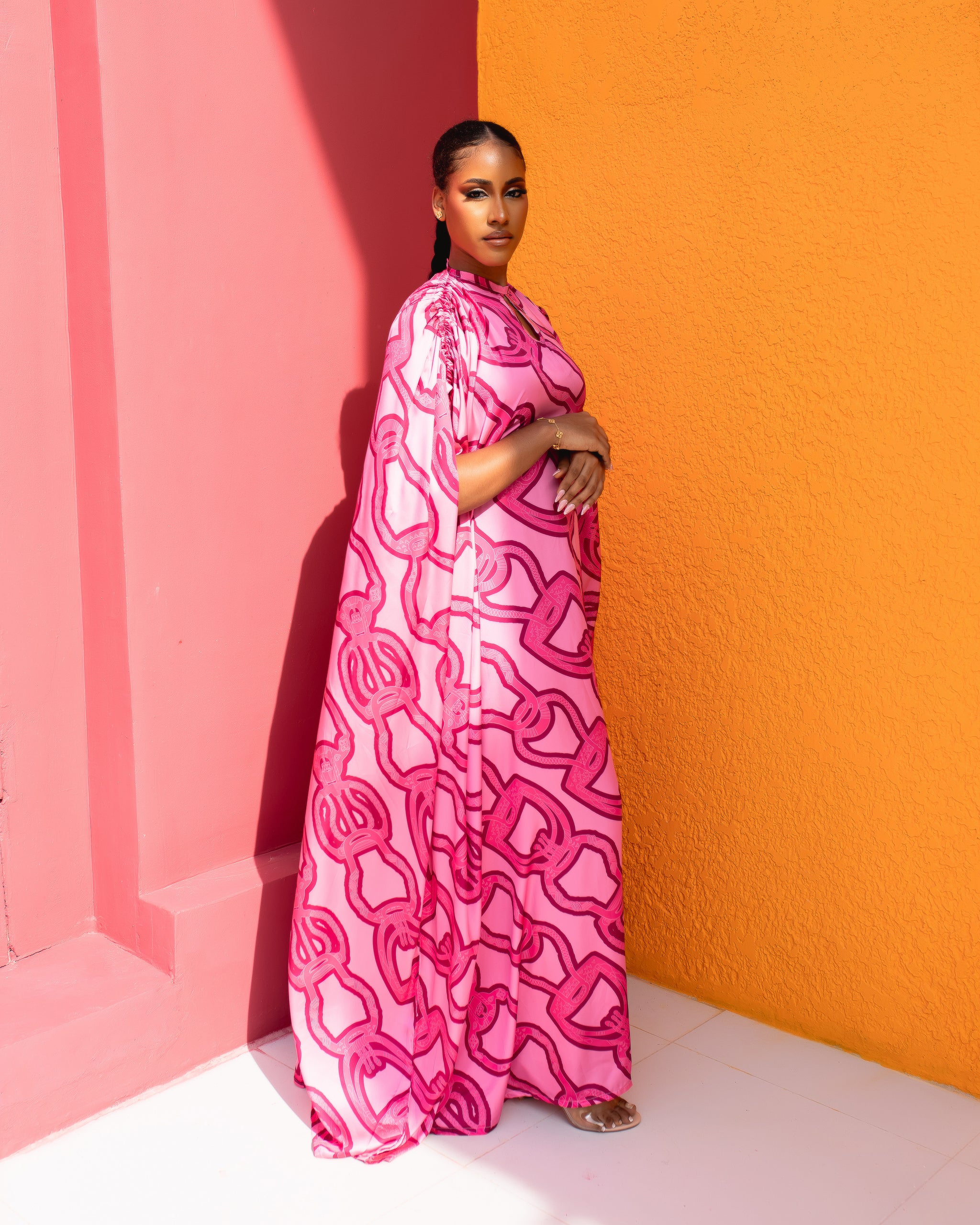 Aminah Silk Bubu(Pink Mosaic Print)