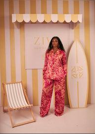Silk PJ Set(Gilded Leaf Print)