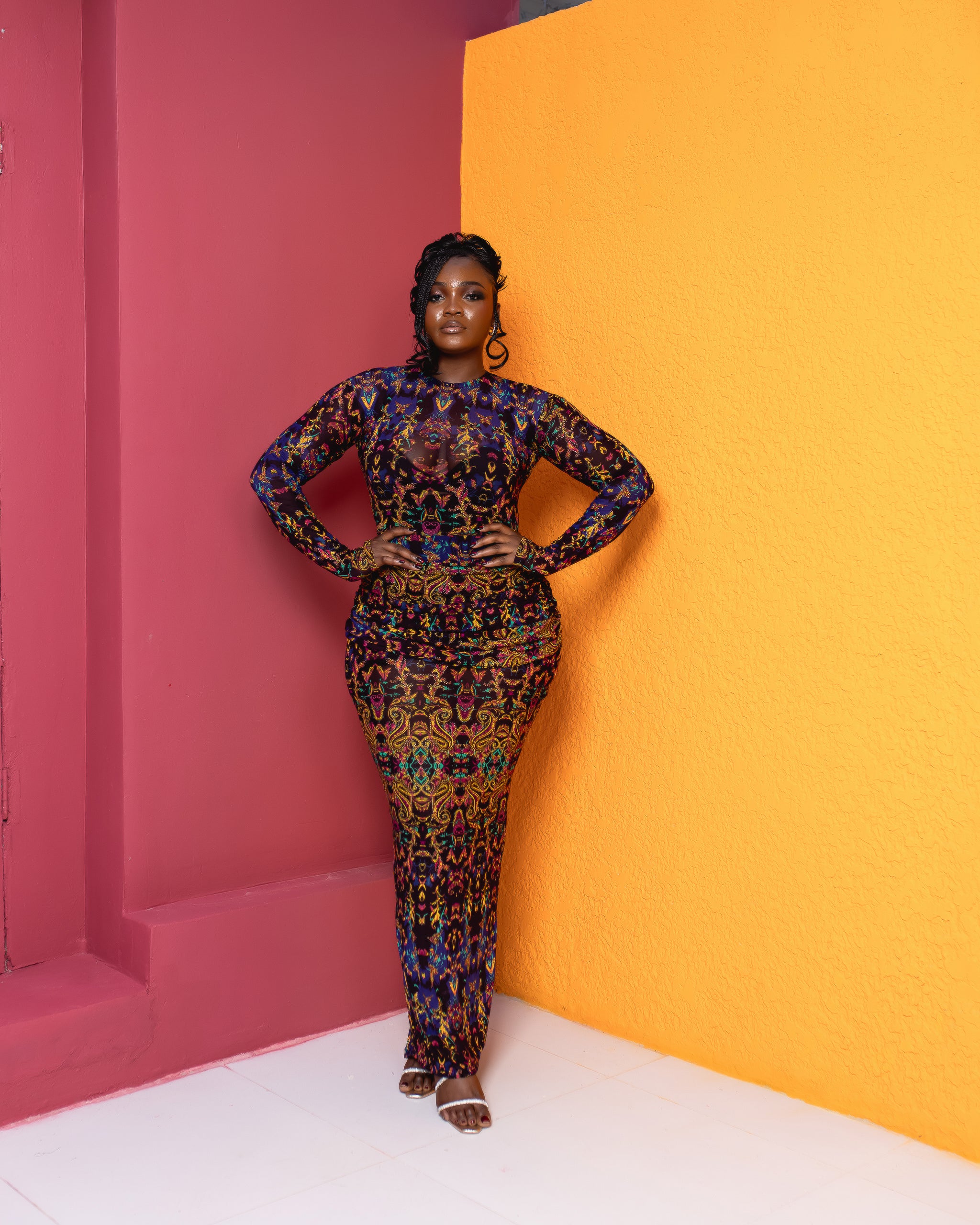 Renata Mesh Dress (Royale Print)