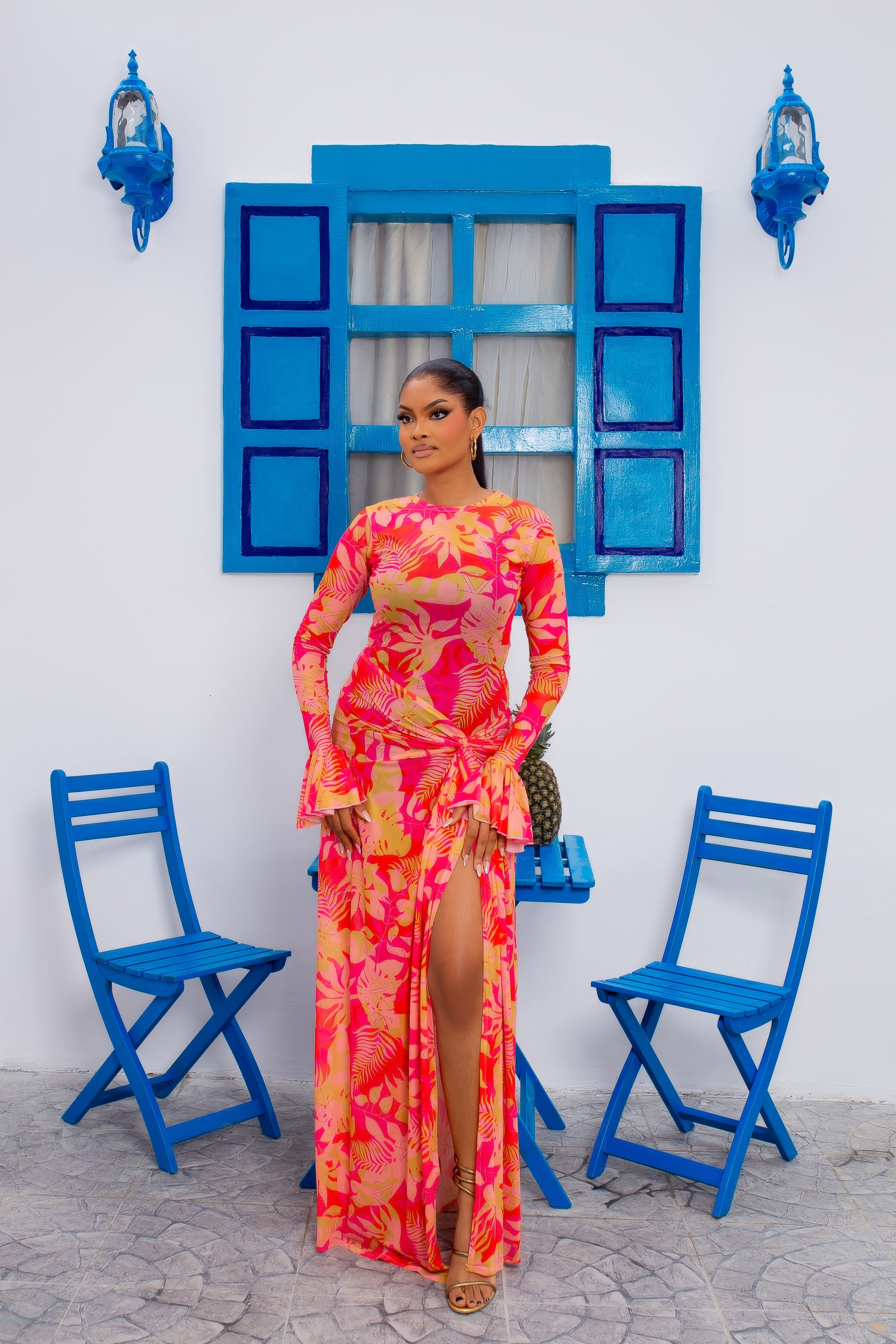 Milan Mesh Dress (Flamingo Bloom)