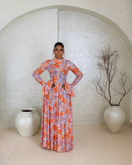 Neriah Mesh Dress (Coral Bloom Print)