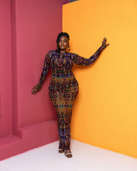 Renata Mesh Dress (Royale Print)