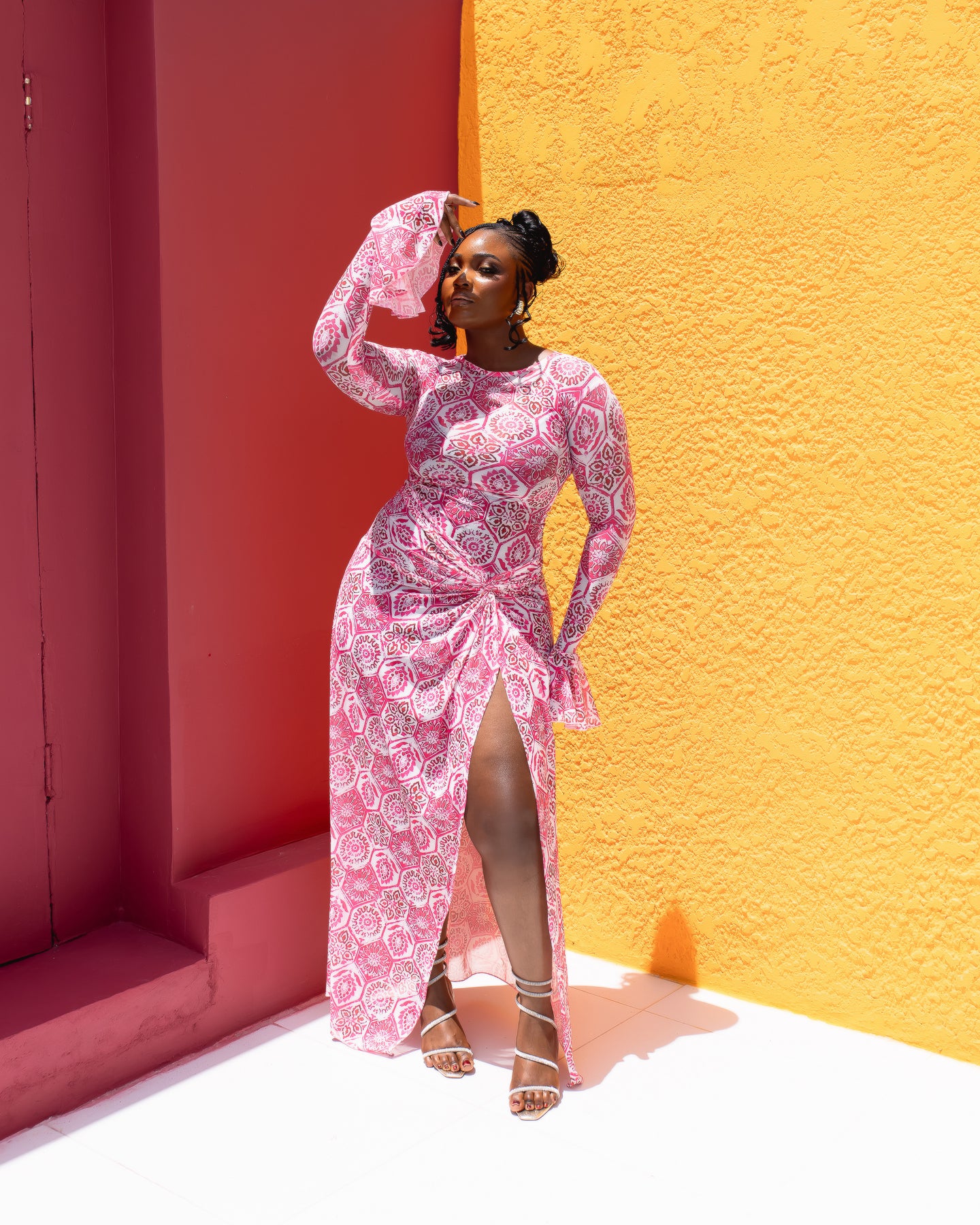 Milan Mesh Dress (Rose Mosaic Print)