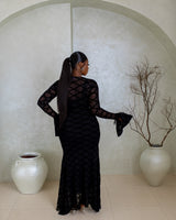 Vienna Mesh Dress-(Noir Lattice Print)