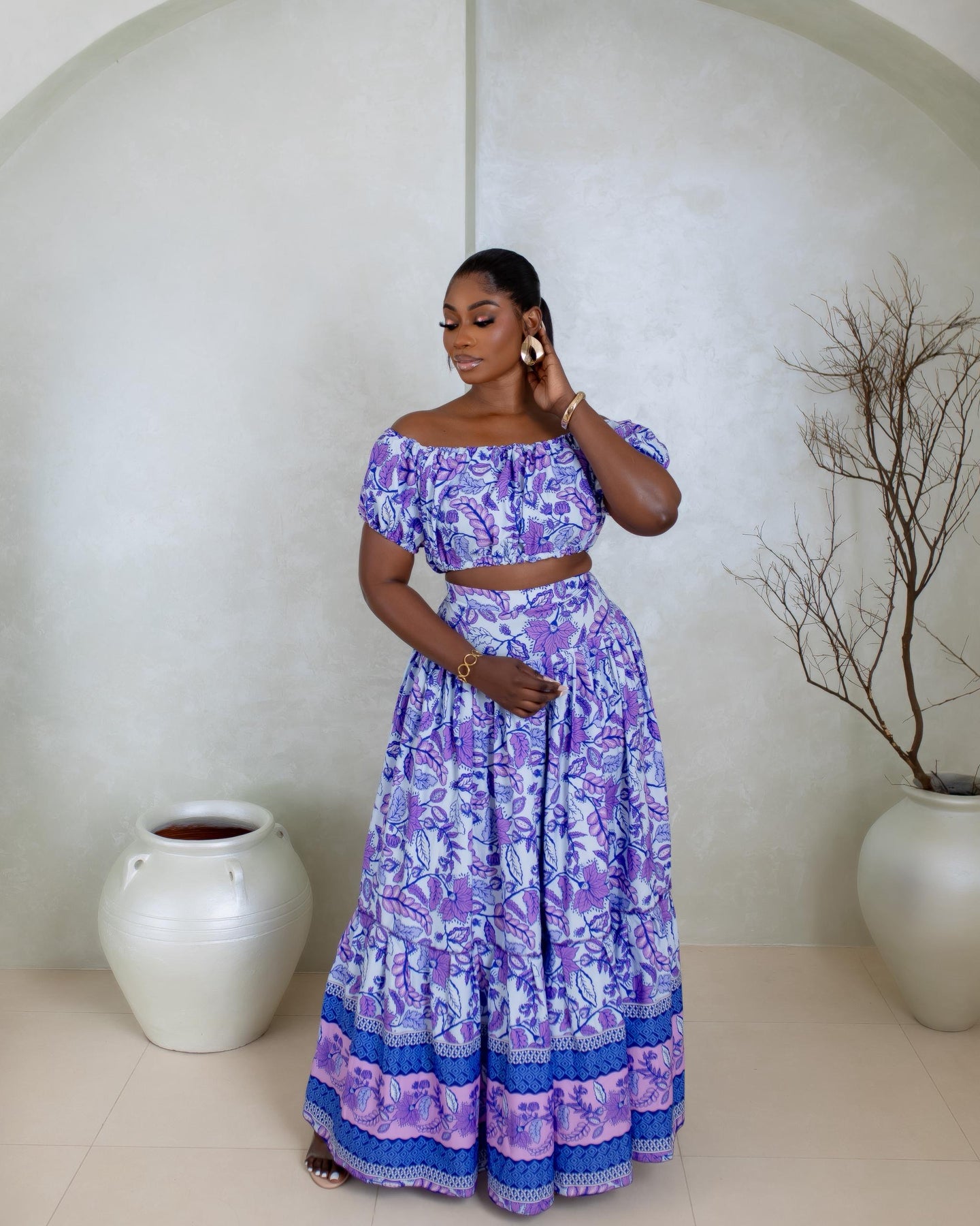 Mirai Skirt Set (Lavender Vine)