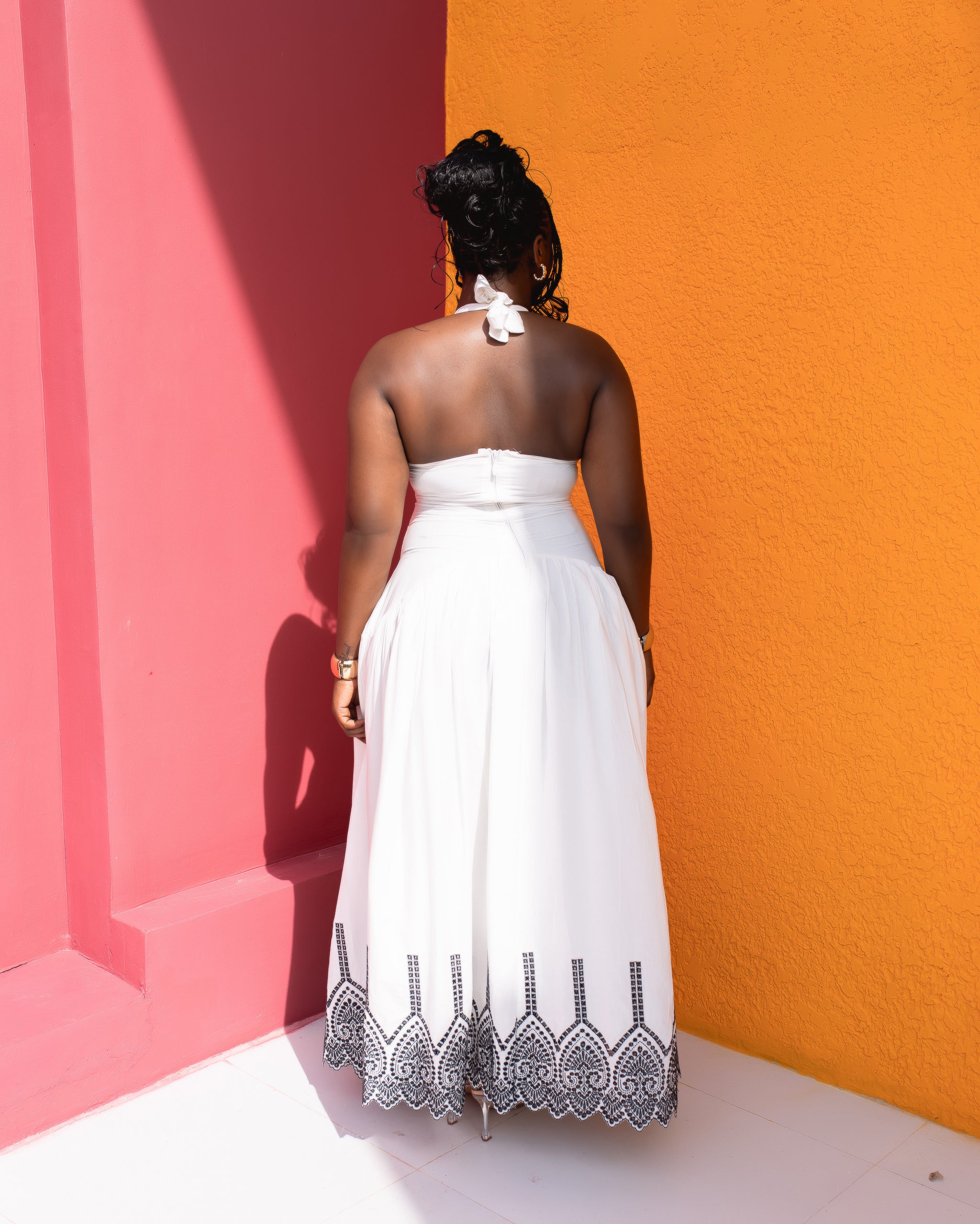 Nayla Halter Dress (Noir Bloom Print)