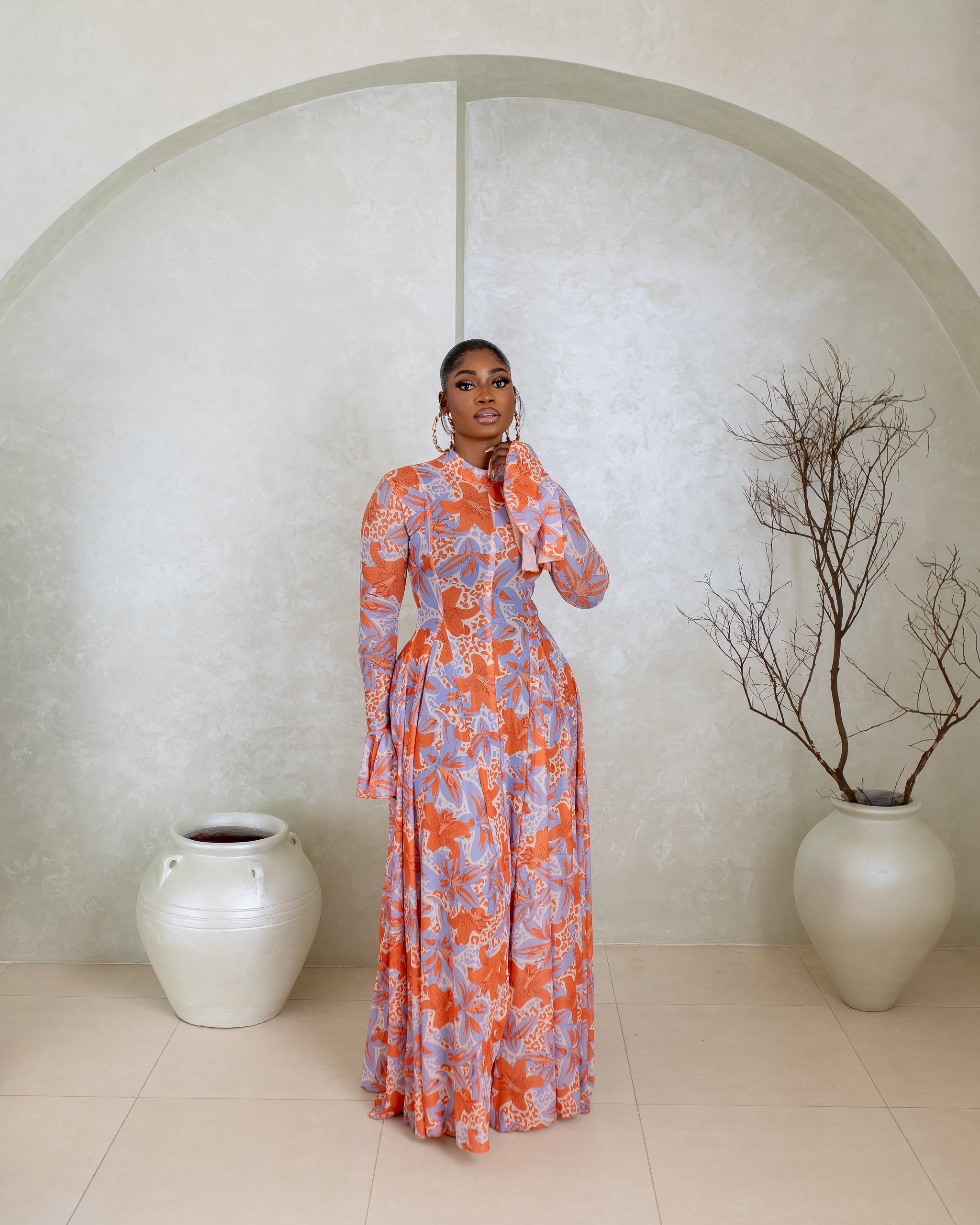 Neriah Mesh Dress (Coral Bloom Print)