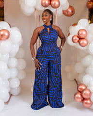 Eloide Jumpsuit(Cobalt Maze Print)