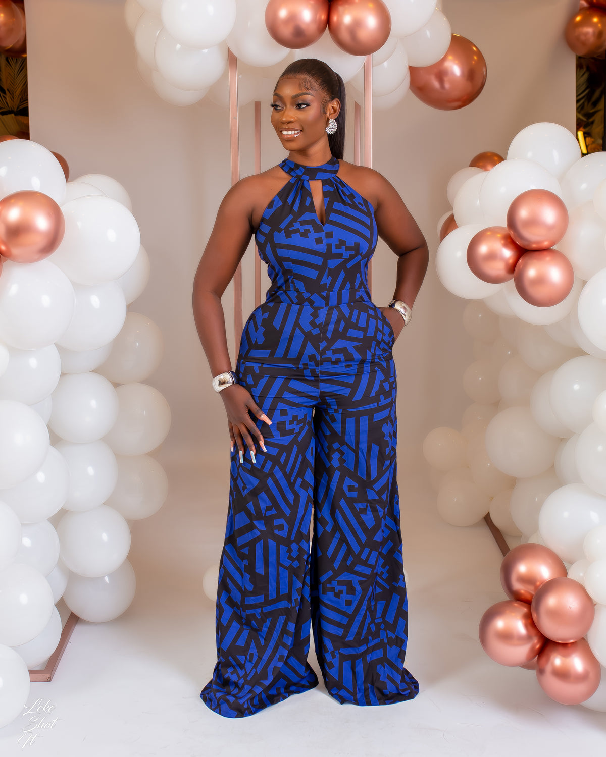 Eloide Jumpsuit(Cobalt Maze Print)