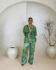 Zoya Kimono Set (Emerald Mosaic Print)