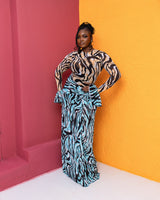 Milan Mesh Dress (Aqua Zebra Print)